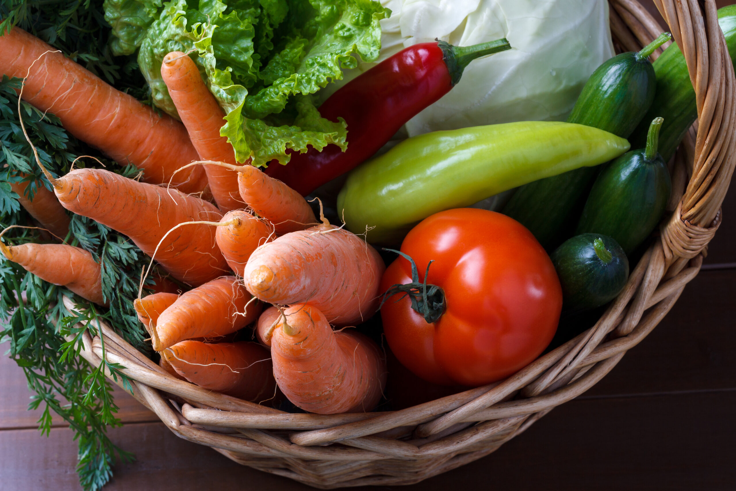 Imagen de una cesta con distintas verduras